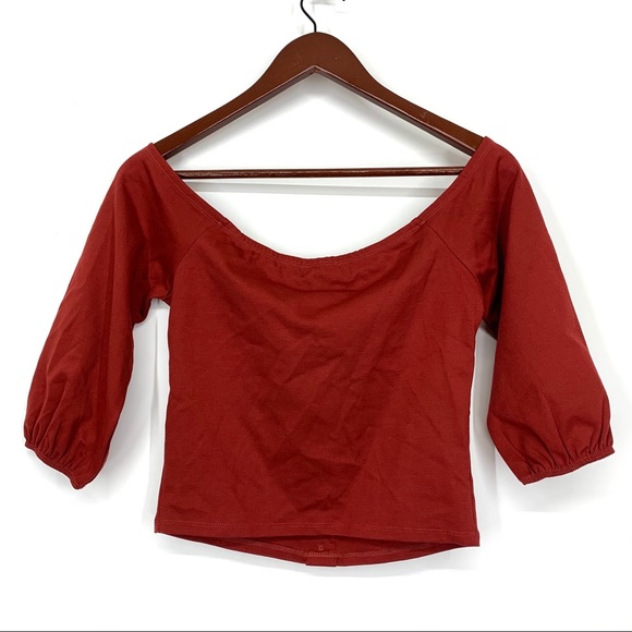 New Nwt Burnt Orange Boho Off The Shoulder Crop Top Sz Medium By Charlotte Russe - Picture 6 of 14